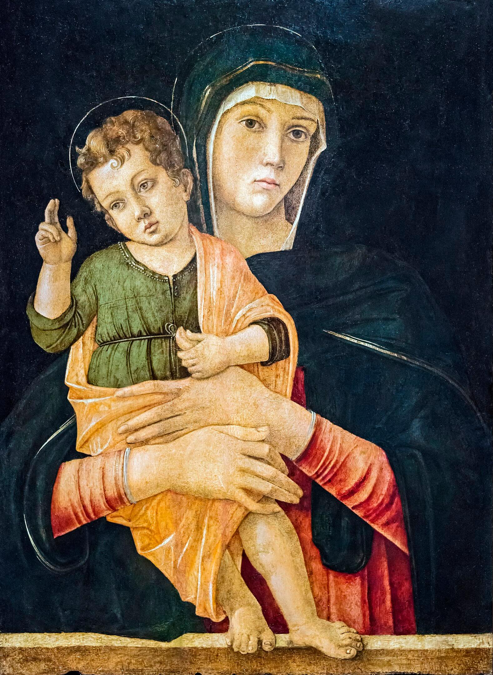 Мадонна с благословляющим младенцем, Джованни Беллини, 1475—1479 гг., доска, темпера, 79 × 63 см